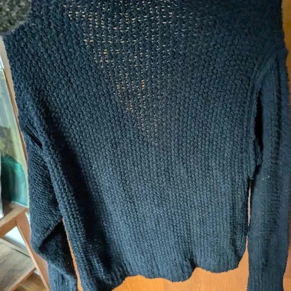 Free People women's black knit wrap front sweater pullover size XS boho - Picture 7 of 8